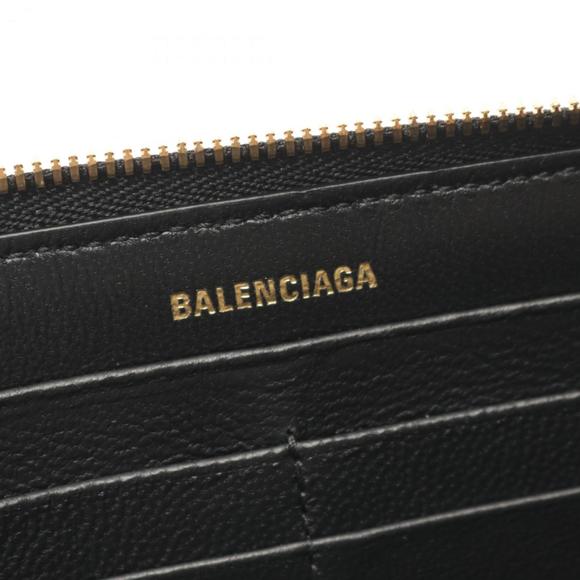 BALENCIAGA Quilted Round Long Leather Wallet Black - Picture 5 of 5